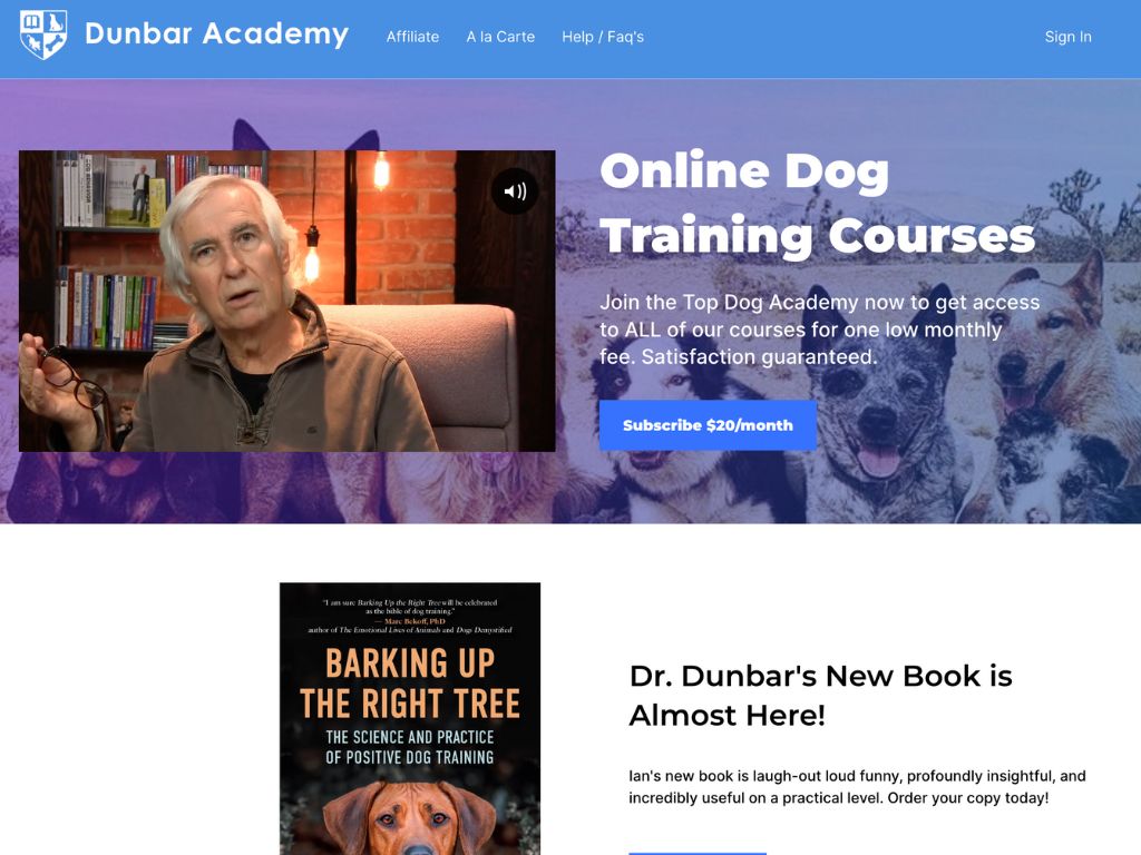 Dunbar Academy Landing page
